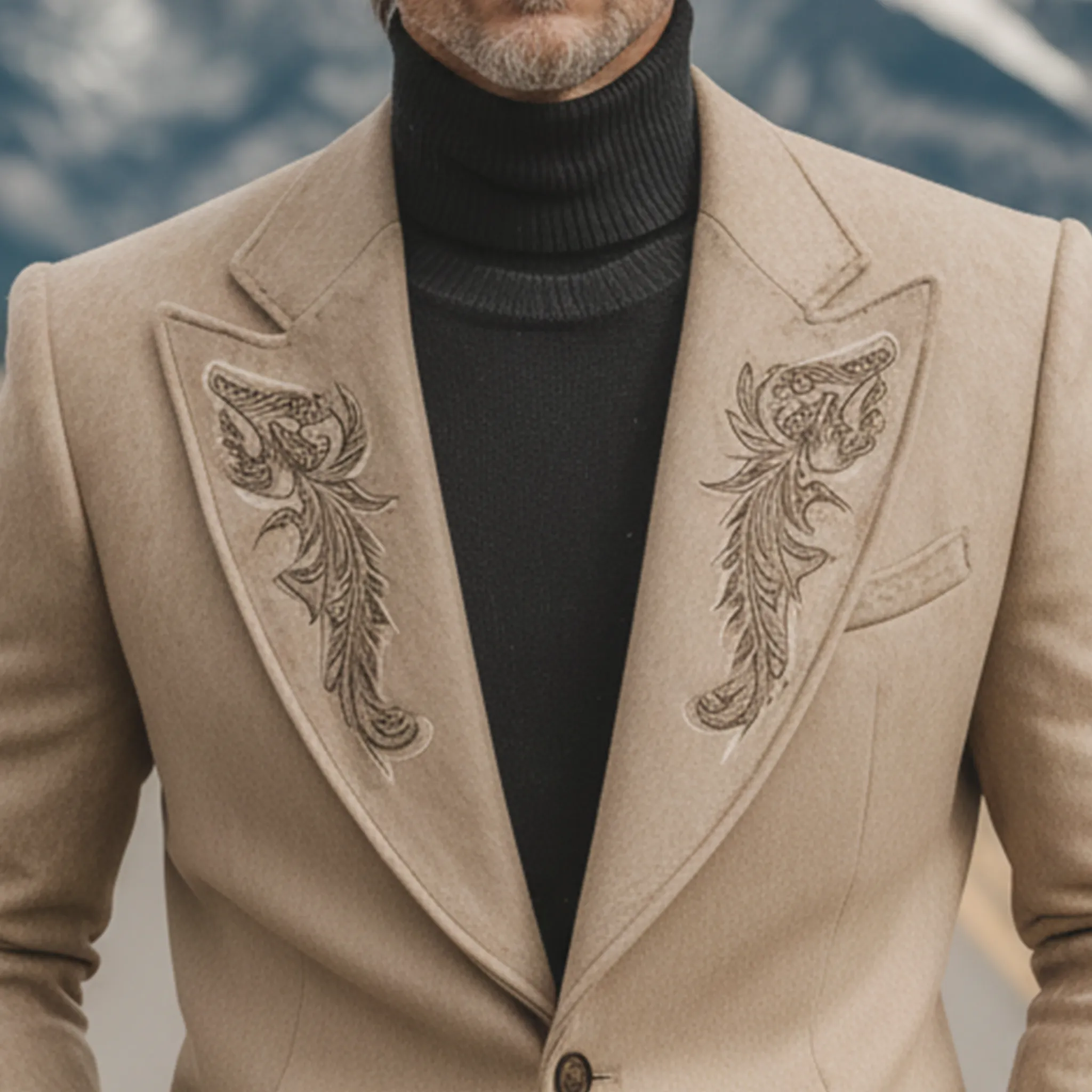 Men's Classic Retro Lapel Embroidered Faux Wool Single-breasted Blazer MTA0665K0K sold by Manly product image thumbnail 5