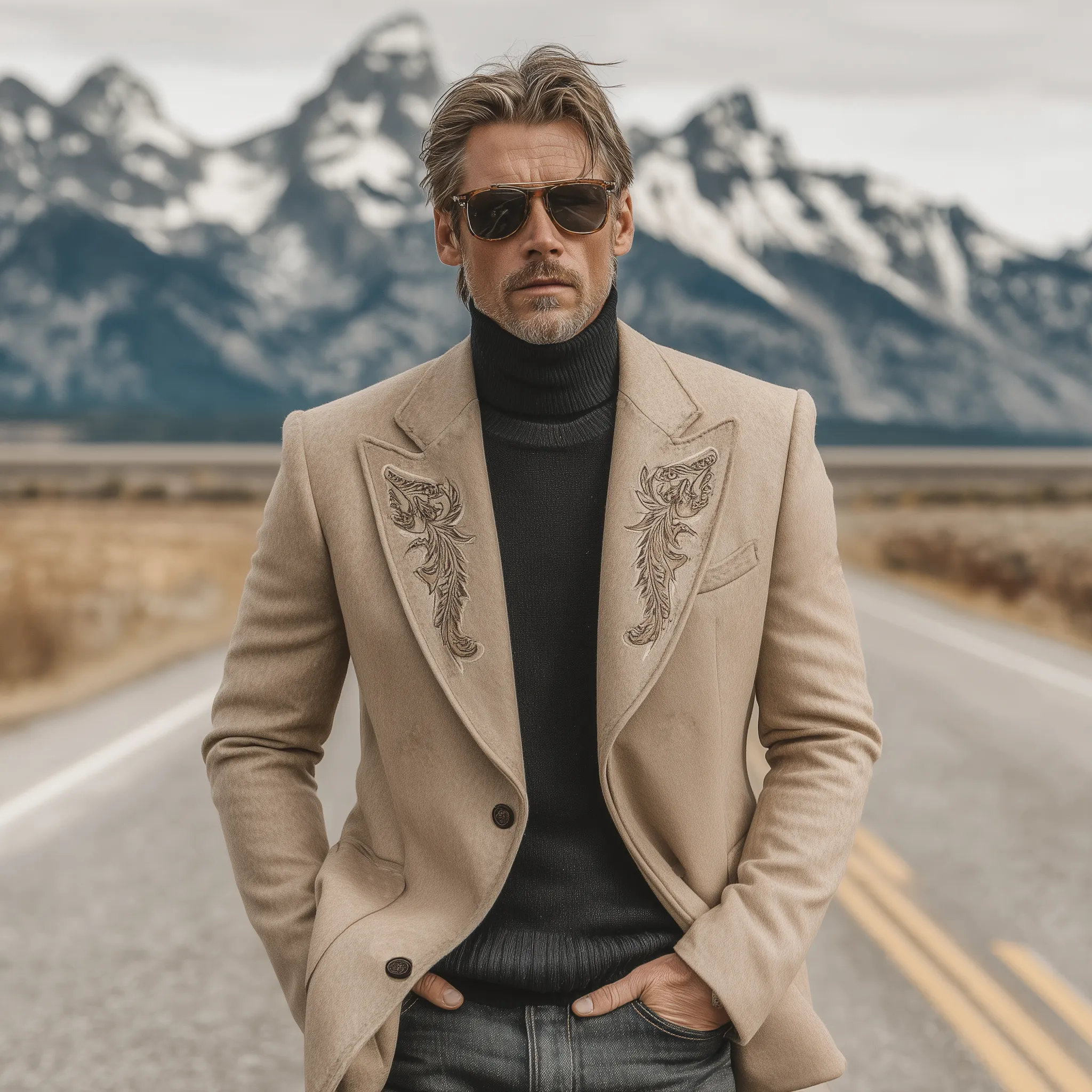 Men's Classic Retro Lapel Embroidered Faux Wool Single-breasted Blazer MTA0665K0K sold by Manly product image thumbnail 3