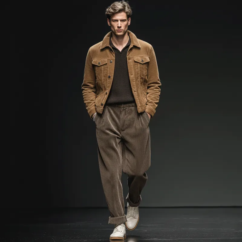 Men's Classic Camel Brown Corduroy Button-Up Jacket MTA0638K0U sold by Manly product image thumbnail 2