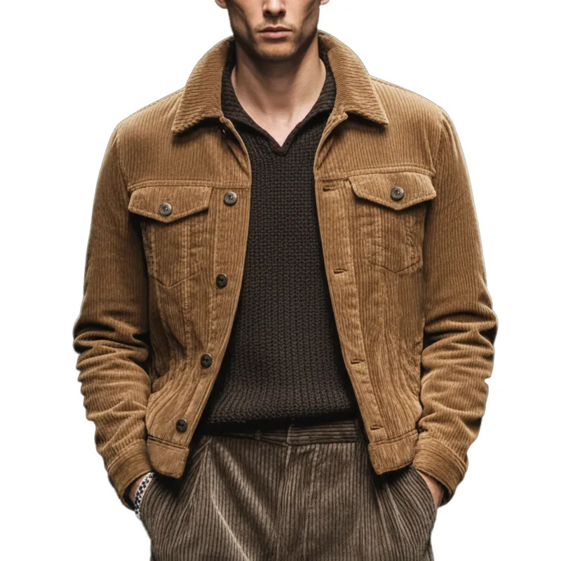 Men's Classic Camel Brown Corduroy Button-Up Jacket MTA0638K0U sold by Manly