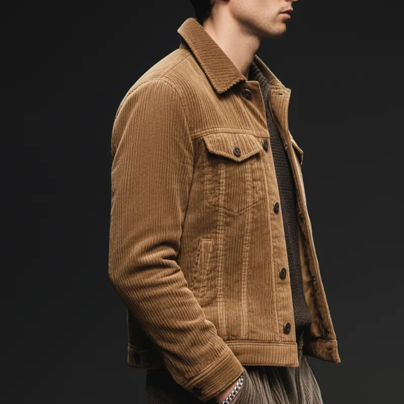 Men's Classic Camel Brown Corduroy Button-Up Jacket MTA0638K0U sold by Manly product image thumbnail 5