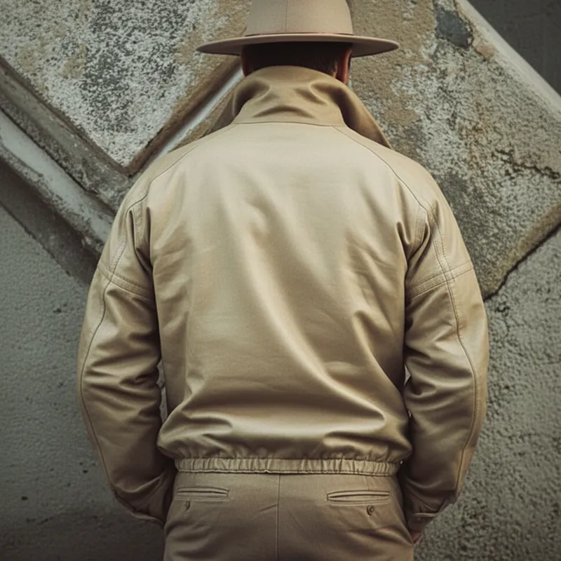 Men's Retro Light Khaki Explorer Style PU Leather Jacket MTA0631K3U sold by Manly product image thumbnail 3