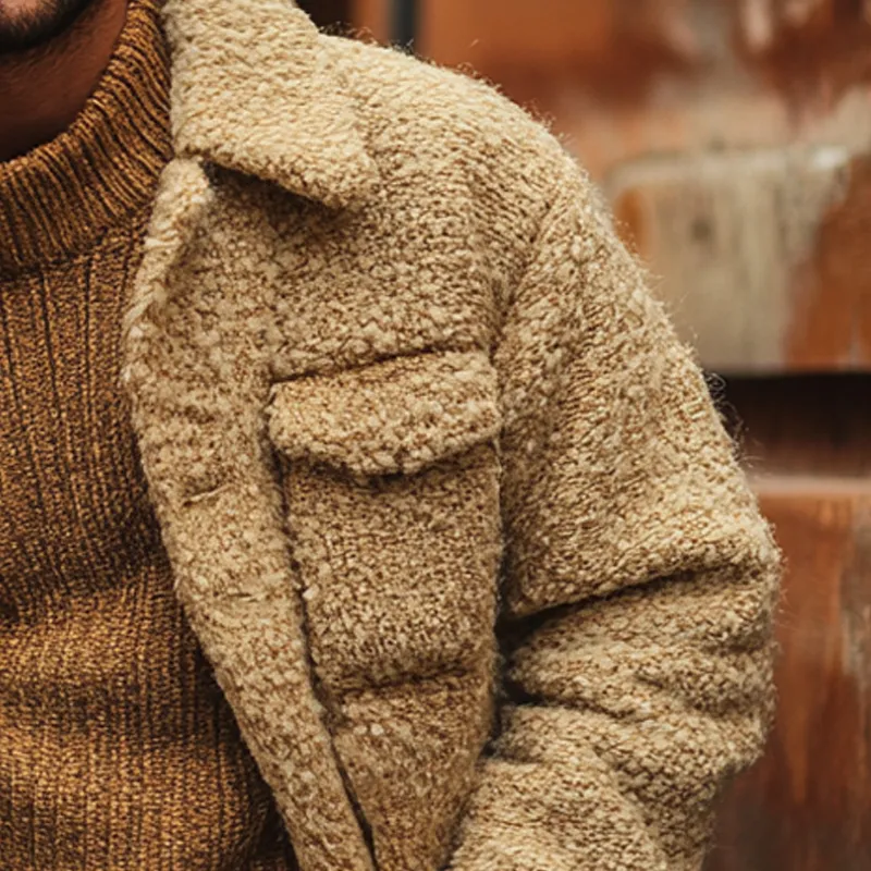 Men's Solid Color Warm Fleece Collared Pocket Jacket MTA0585K7X sold by Manly product image thumbnail 4