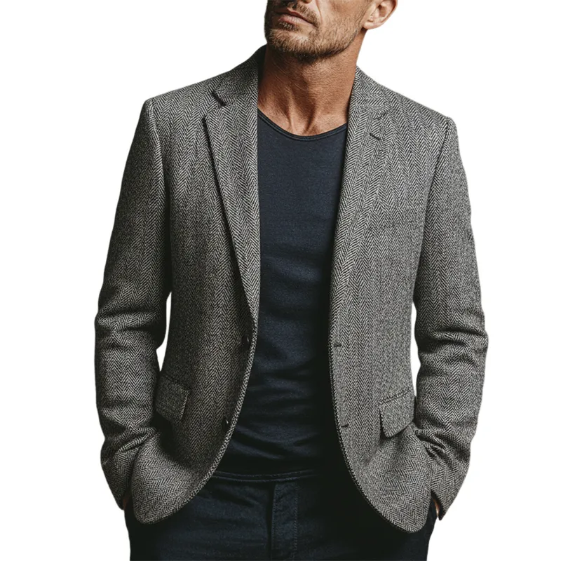 Men's Herringbone Blend Lapel Blazer MTA0672K7X sold by Manly