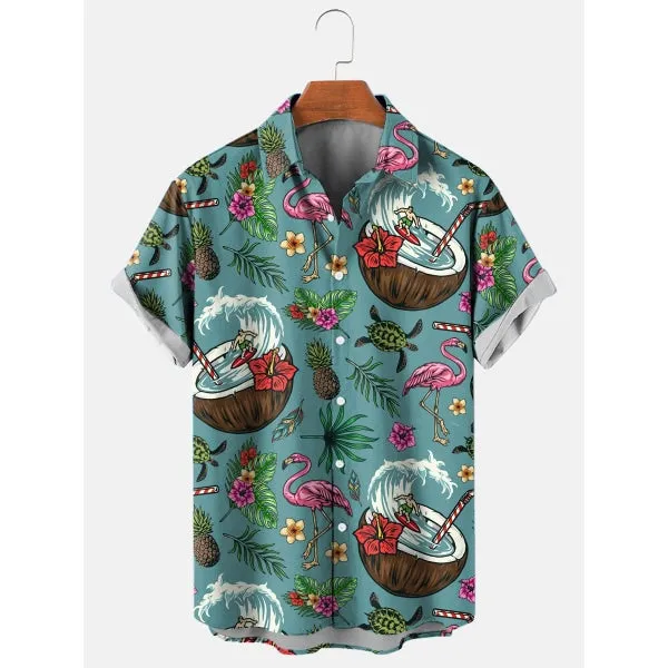 Men's Surf Retro Bright Graphic Print Short Sleeve Shirt sold by Manly