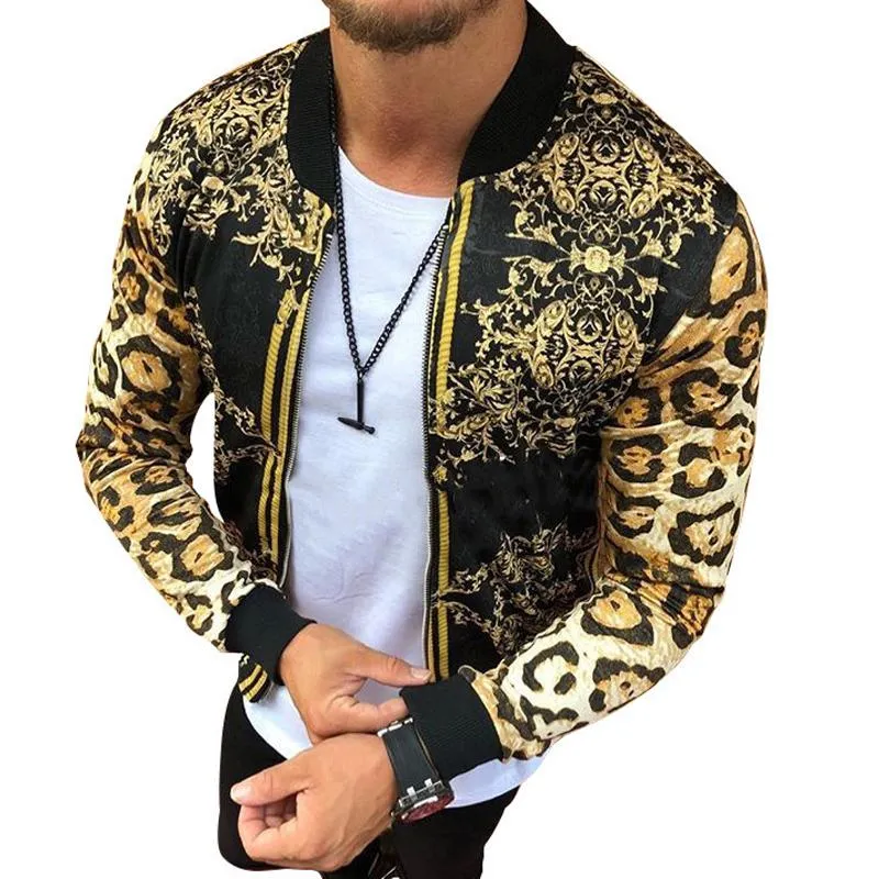 Men's Stand Collar Leopard Print Casual Jacket 15109954Z sold by Manly