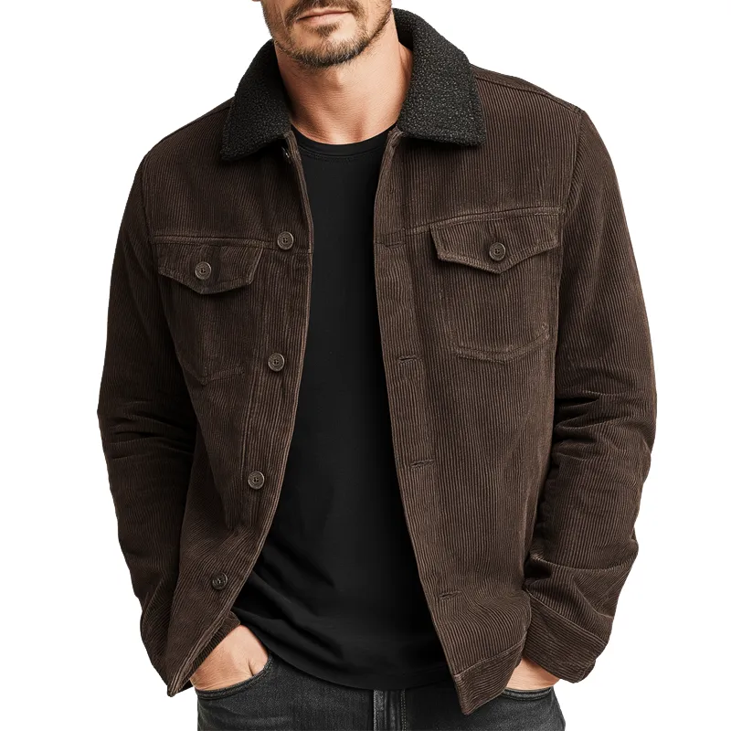 Men's Classic Coffee Corduroy Lambswool Collar Jacket MTA0594K0U sold by Manly