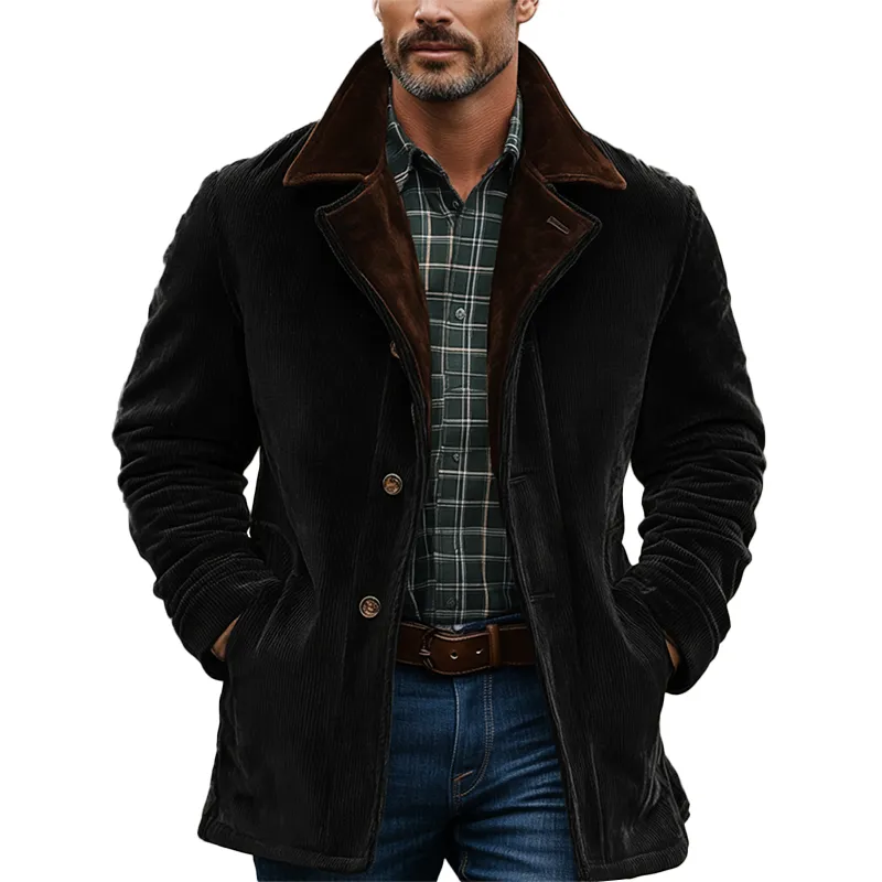 Men's Winter Retro Color Block Corduroy Button Jacket MTA0542K9P sold by Manly