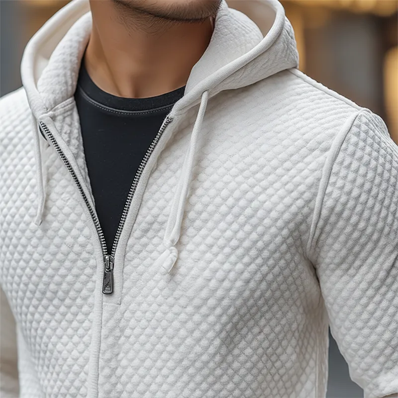 Men's Stylish Minimalist Waffle Textured Cotton Blend Hooded Sweatshirt MTA0573K6P sold by Manly product image thumbnail 3