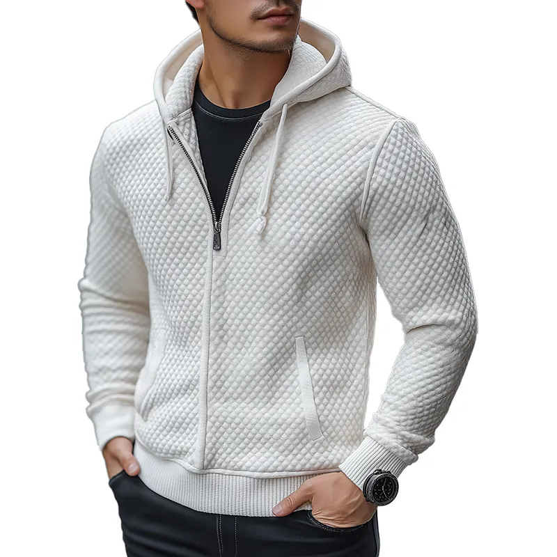 Men's Stylish Minimalist Waffle Textured Cotton Blend Hooded Sweatshirt MTA0573K6P sold by Manly