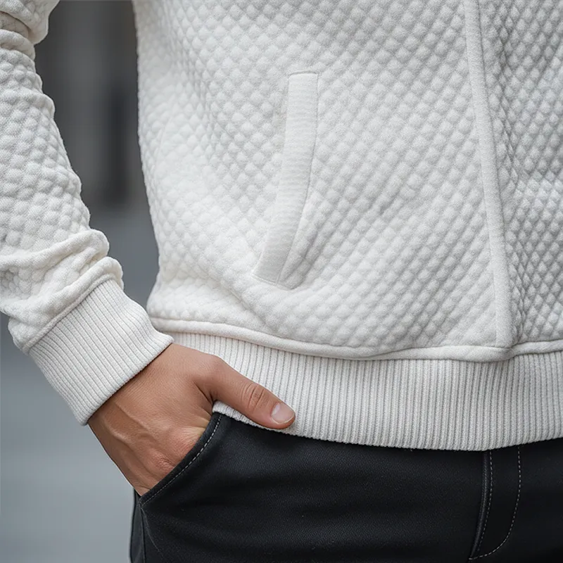 Men's Stylish Minimalist Waffle Textured Cotton Blend Hooded Sweatshirt MTA0573K6P sold by Manly product image thumbnail 5