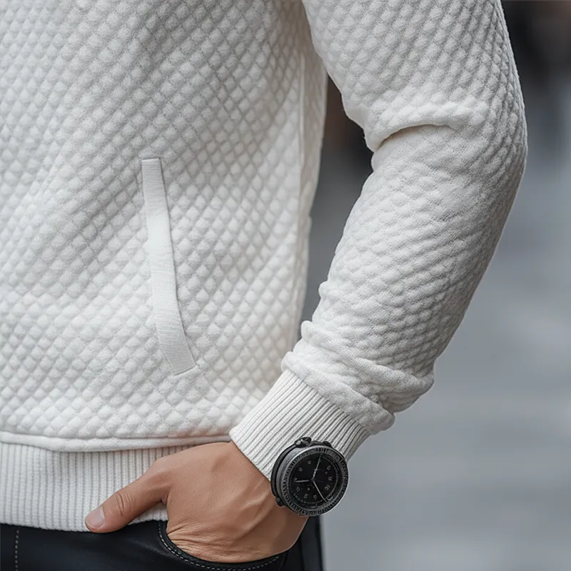 Men's Stylish Minimalist Waffle Textured Cotton Blend Hooded Sweatshirt MTA0573K6P sold by Manly product image thumbnail 4