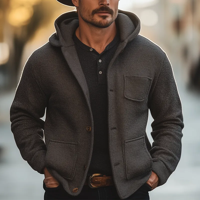 Men's Winter Retro Twill Faux Wool Hooded Jacket MTA0531K9P sold by Manly product image thumbnail 2