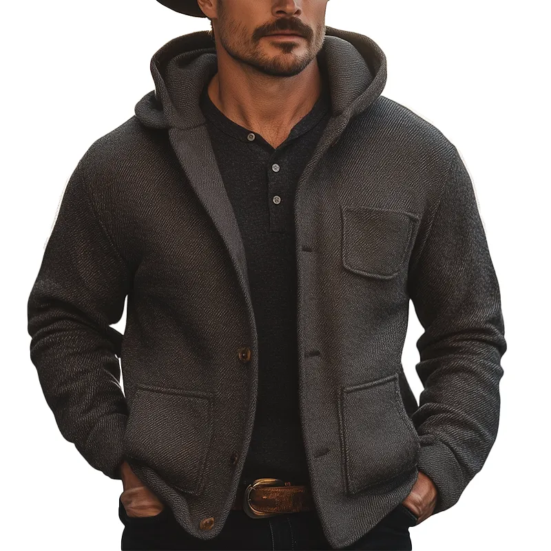 Men's Winter Retro Twill Faux Wool Hooded Jacket MTA0531K9P sold by Manly