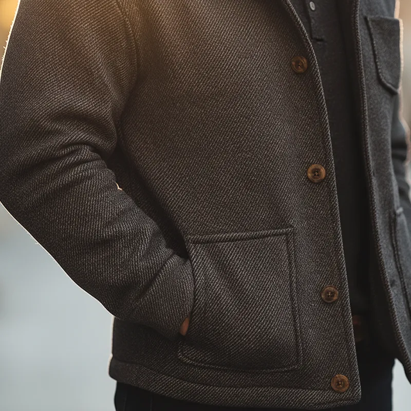 Men's Winter Retro Twill Faux Wool Hooded Jacket MTA0531K9P sold by Manly product image thumbnail 4