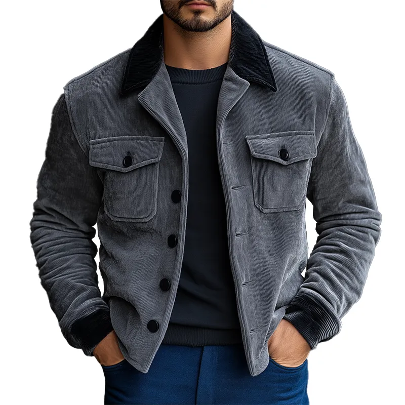 Men's Winter Retro Glossy Corduroy Classic Jacket MTA0553K9P sold by Manly
