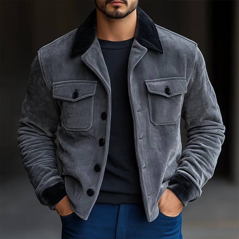 Men's Winter Retro Glossy Corduroy Classic Jacket MTA0553K9P sold by Manly product image thumbnail 2
