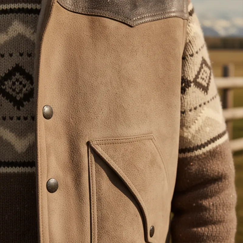 Men's Winter Retro Faux Suede Patchwork Fleece Lining Vest MTA0542K7P sold by Manly product image thumbnail 4