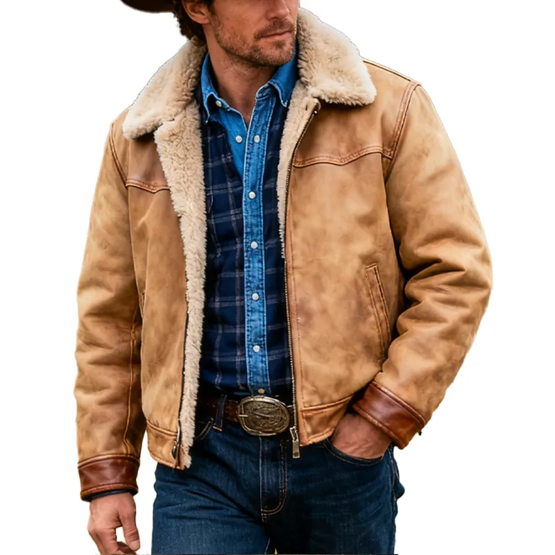 Men's Winter Retro Faux Suede Fleece Lined Jacket MTA0571K1P sold by Manly