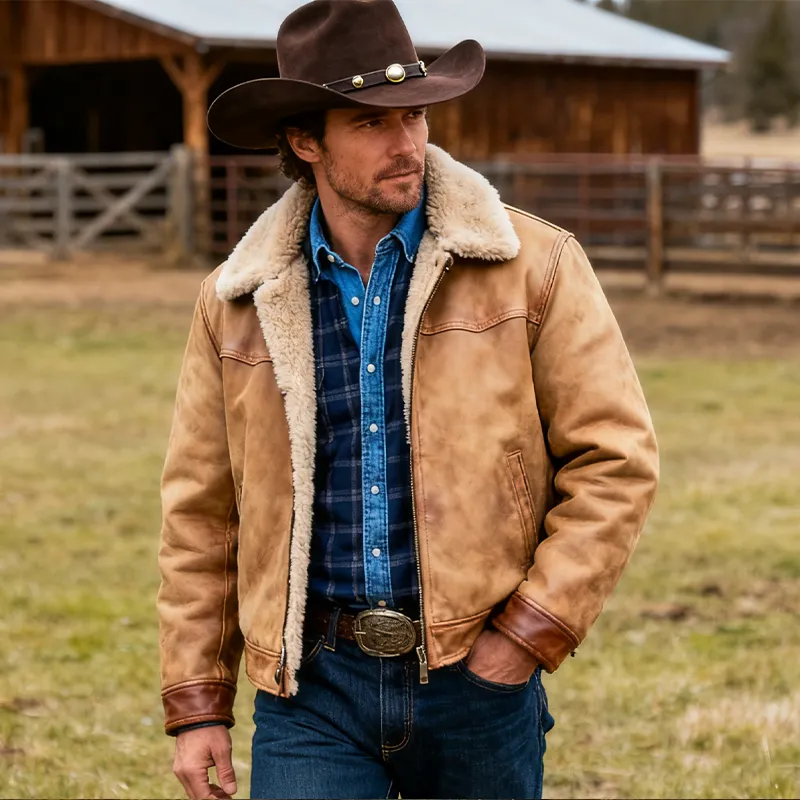 Men's Winter Retro Faux Suede Fleece Lined Jacket MTA0571K1P sold by Manly product image thumbnail 2