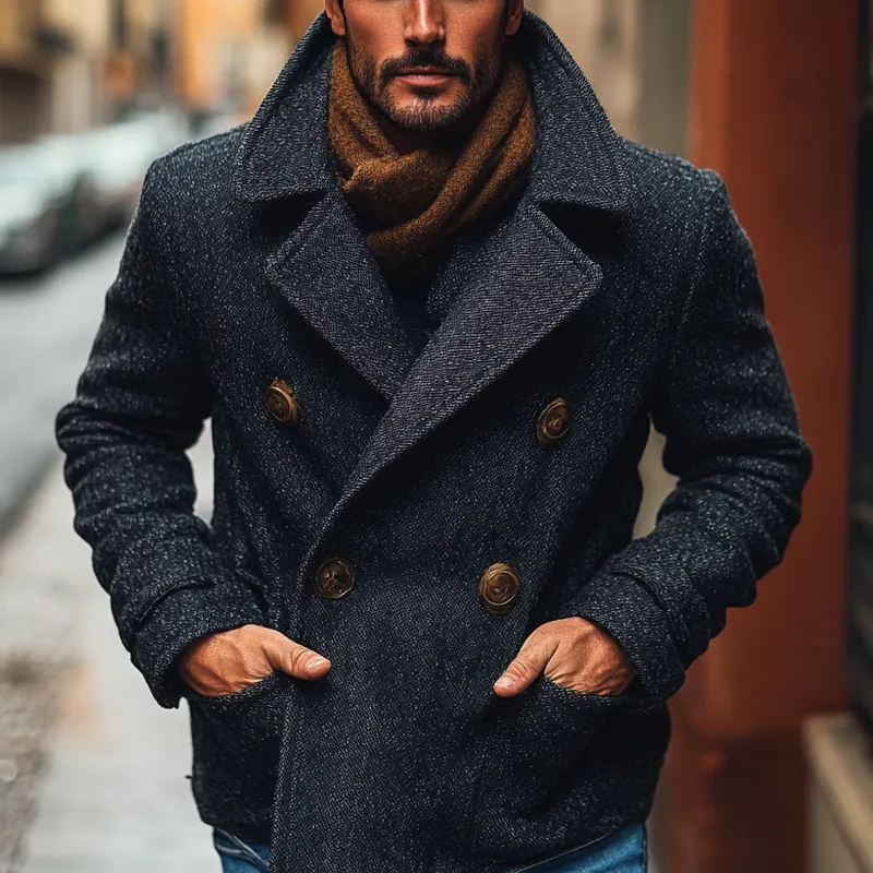 Men's Retro Blend Lapel Double-Breasted Jacket MTA0595K4X sold by Manly product image thumbnail 2