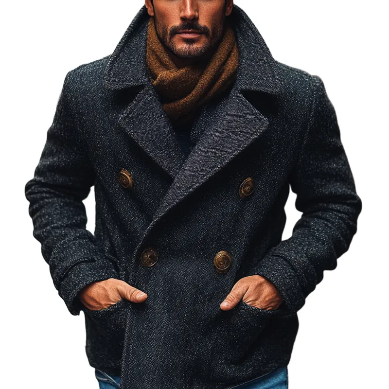 Men's Retro Blend Lapel Double-Breasted Jacket MTA0595K4X sold by Manly