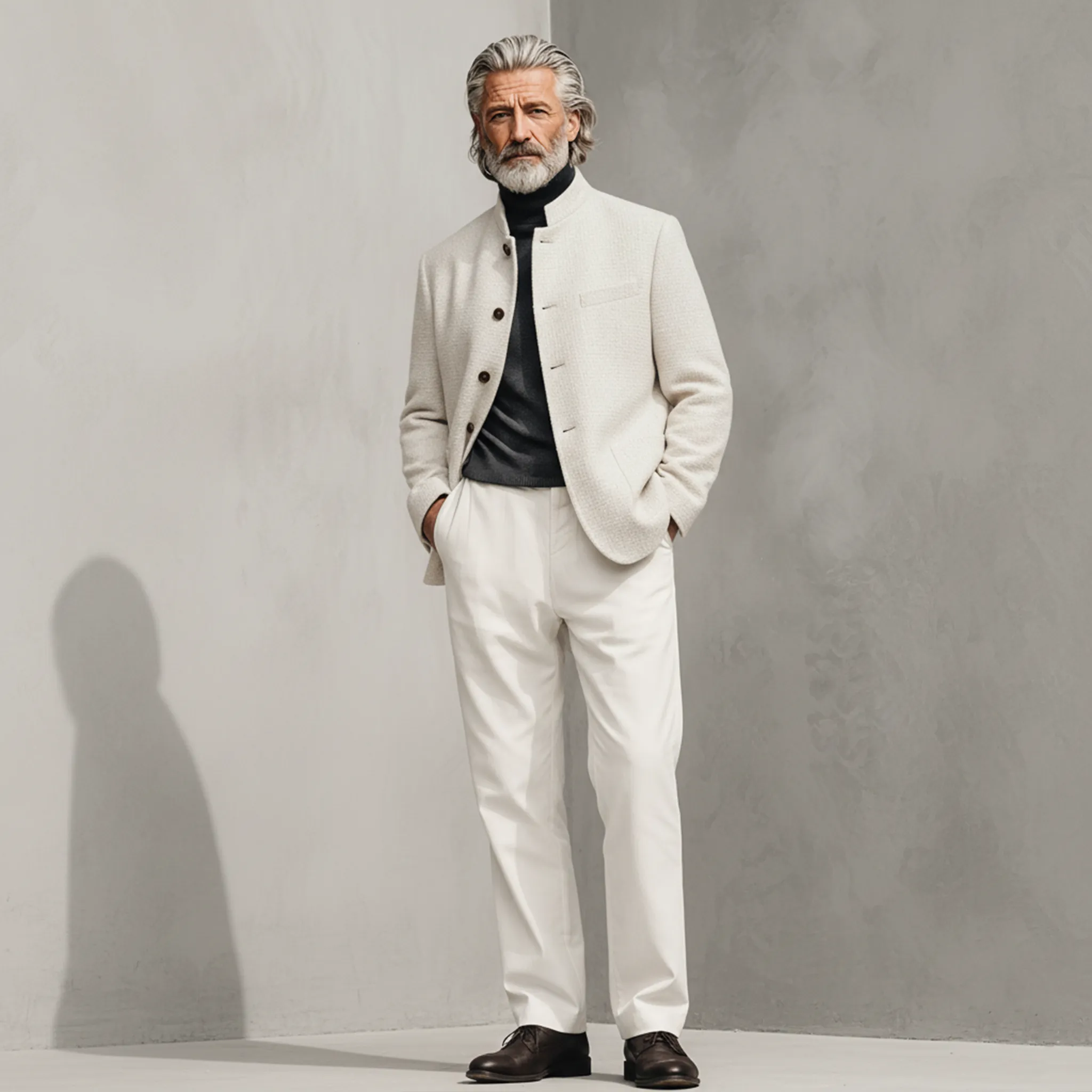 Men's Classic Casual Stand-up Collar Tweed Textured Fabric Jacket MTA0595K5K sold by Manly product image thumbnail 4