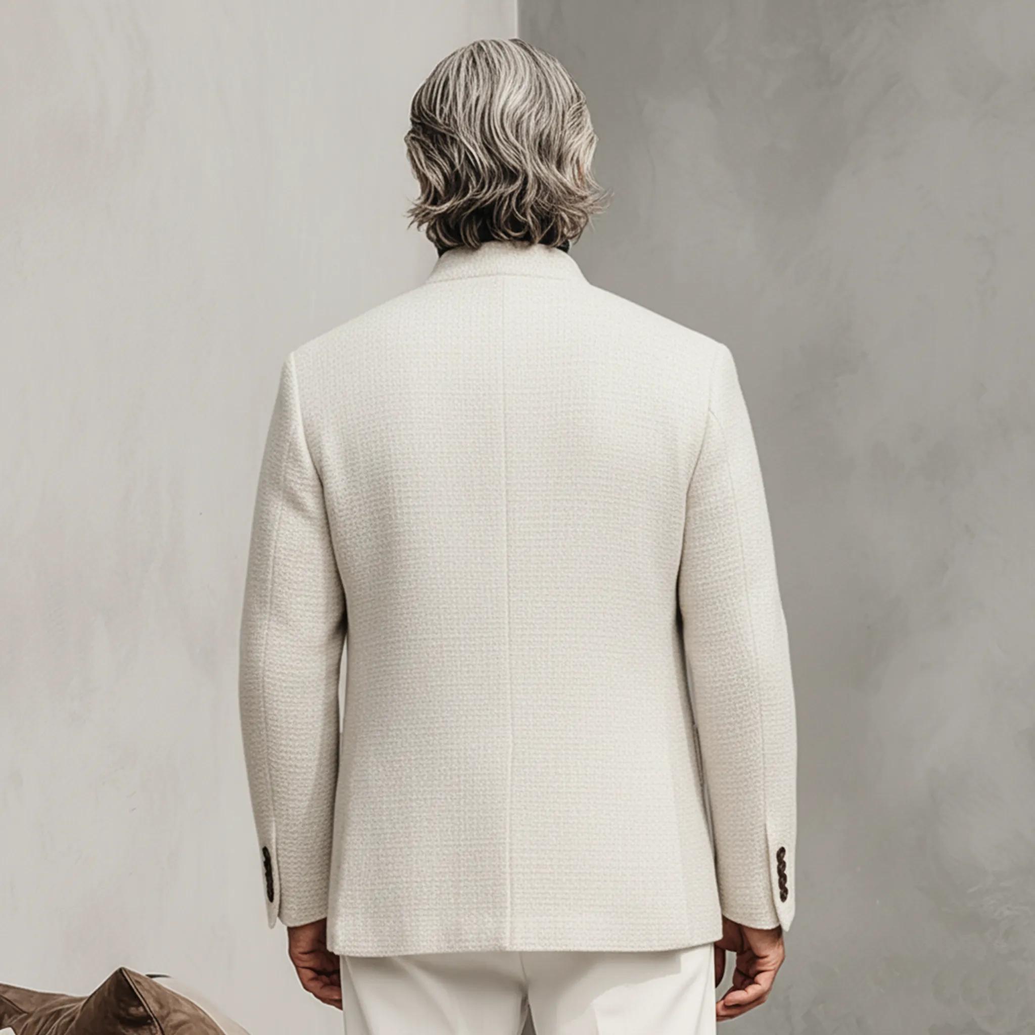 Men's Classic Casual Stand-up Collar Tweed Textured Fabric Jacket MTA0595K5K sold by Manly product image thumbnail 5