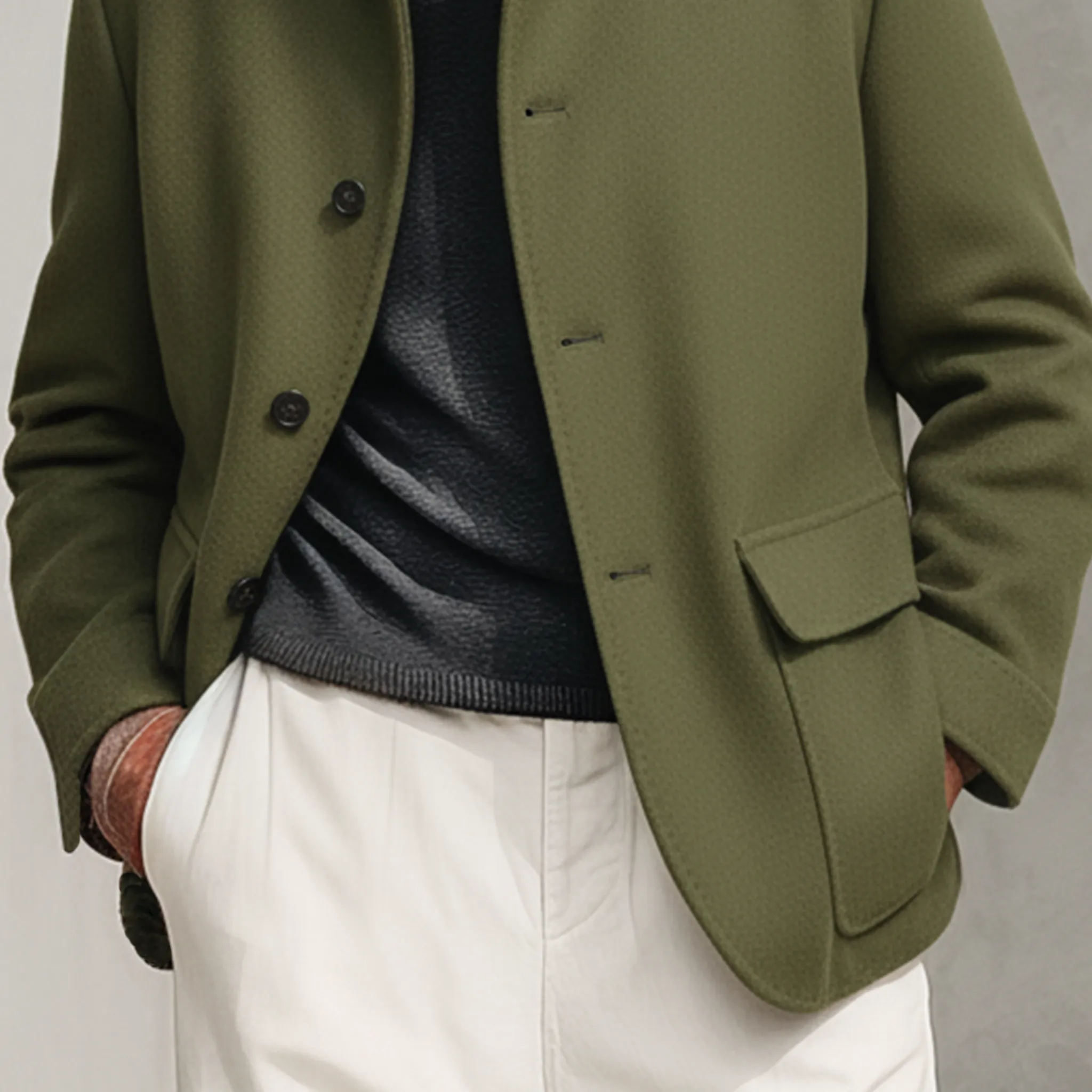 Men's Classic Light Business Stand Collar Faux Wool Jacket MTA0575K0K sold by Manly product image thumbnail 5