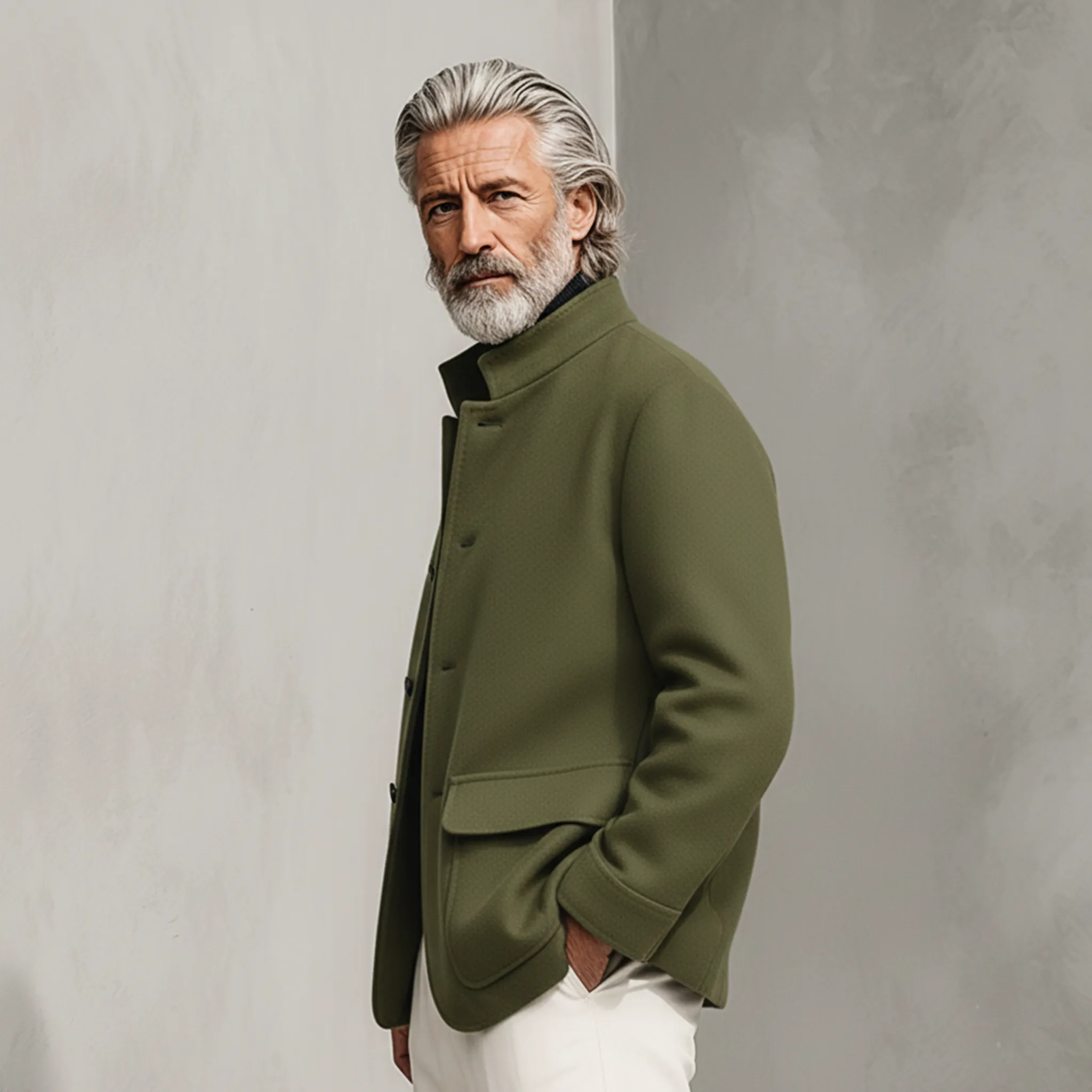 Men's Classic Light Business Stand Collar Faux Wool Jacket MTA0575K0K sold by Manly product image thumbnail 3