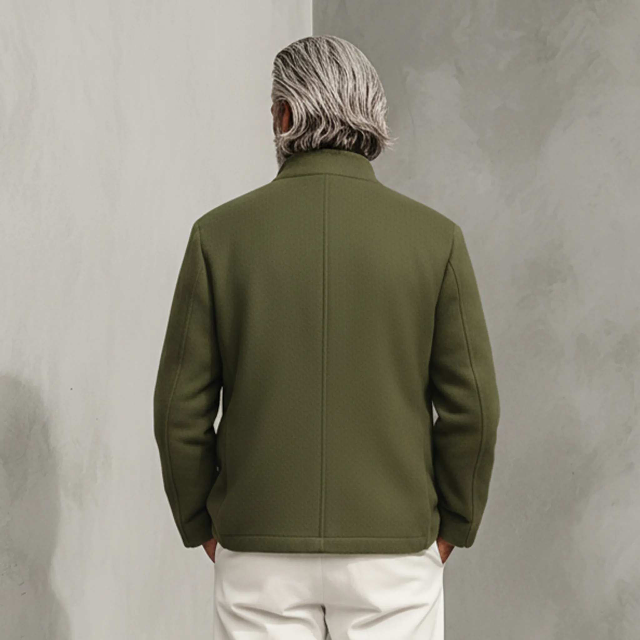 Men's Classic Light Business Stand Collar Faux Wool Jacket MTA0575K0K sold by Manly product image thumbnail 4