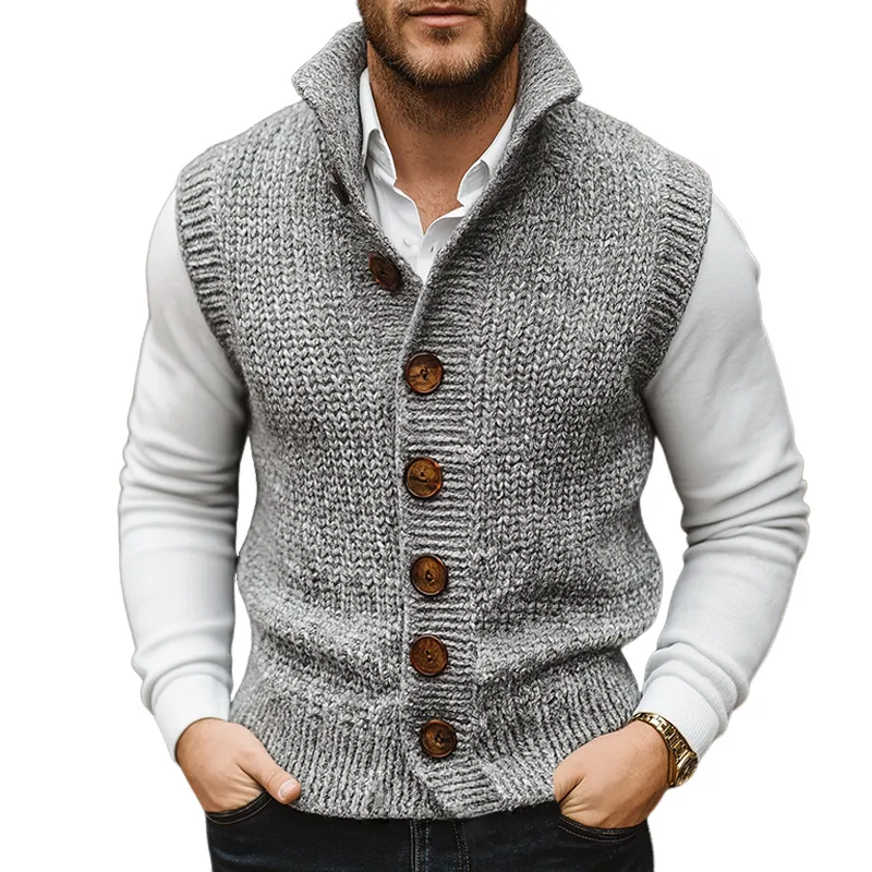 Men's Retro Casual Knitted Single-Breasted Button Vest MTA0419K3TO sold by Manly