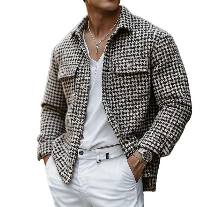 Men's Retro Casual Houndstooth Tweed Jacket MTA0458K2TO sold by Manly