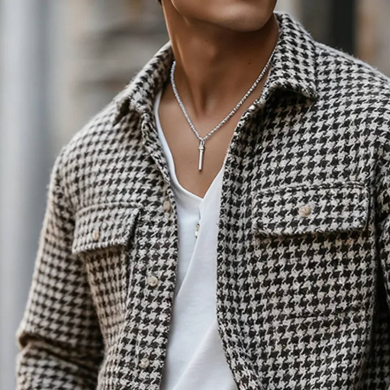 Men's Retro Casual Houndstooth Tweed Jacket MTA0458K2TO sold by Manly product image thumbnail 3