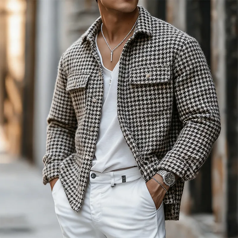 Men's Retro Casual Houndstooth Tweed Jacket MTA0458K2TO sold by Manly product image thumbnail 2