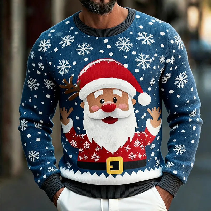 Men's Retro Casual Christmas Print Crew Neck Long Sleeve T-shirt MTA0538K9TO sold by Manly product image thumbnail 2