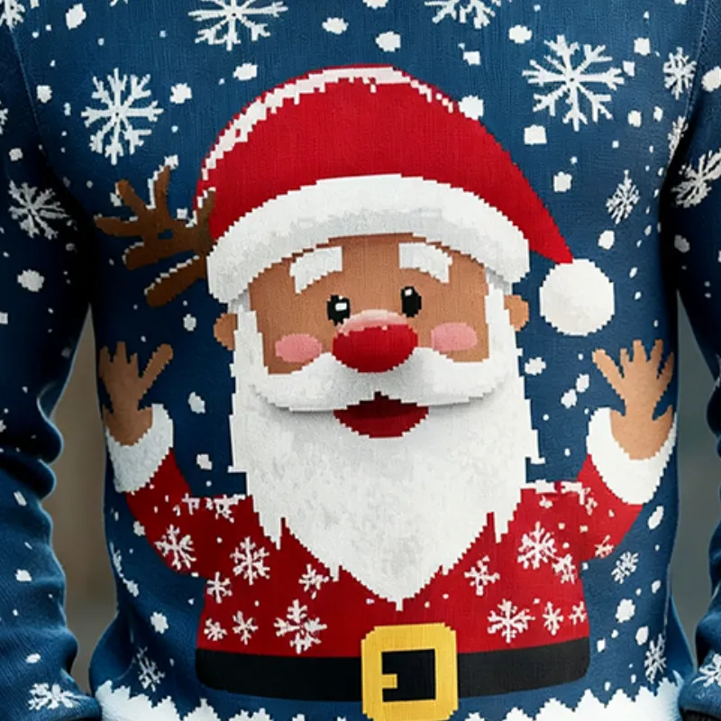 Men's Retro Casual Christmas Print Crew Neck Long Sleeve T-shirt MTA0538K9TO sold by Manly product image thumbnail 3