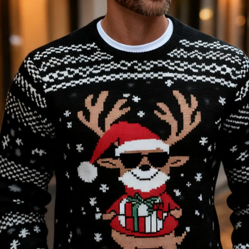 Men's Retro Casual Christmas Knit Crew Neck Sweater MTA0576K5TO sold by Manly product image thumbnail 3