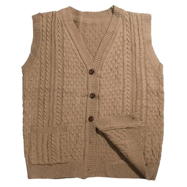 Men's V-Neck Twisted Knit Single Breasted Vest 41270854M sold by Manly product image thumbnail 2