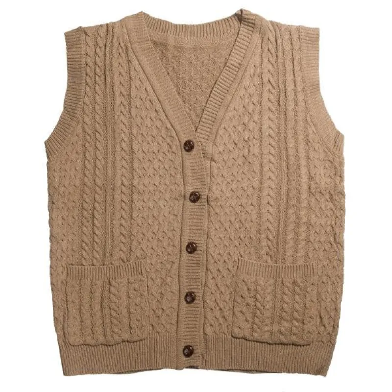 Men's V-Neck Twisted Knit Single Breasted Vest 41270854M sold by Manly