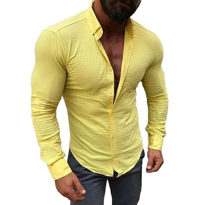 Men's Solid Lapel Single Breasted Casual Shirt 52915712Z sold by Manly