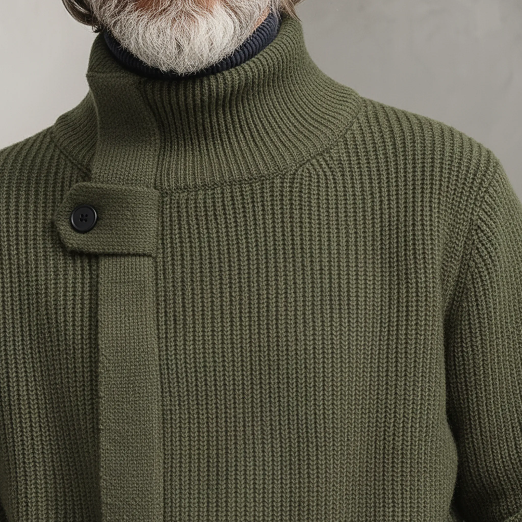 Men's Classic Casual Stand-up Collar Zip-up Knit Cardigan (belt Included) MTA0492K7K sold by Manly product image thumbnail 5