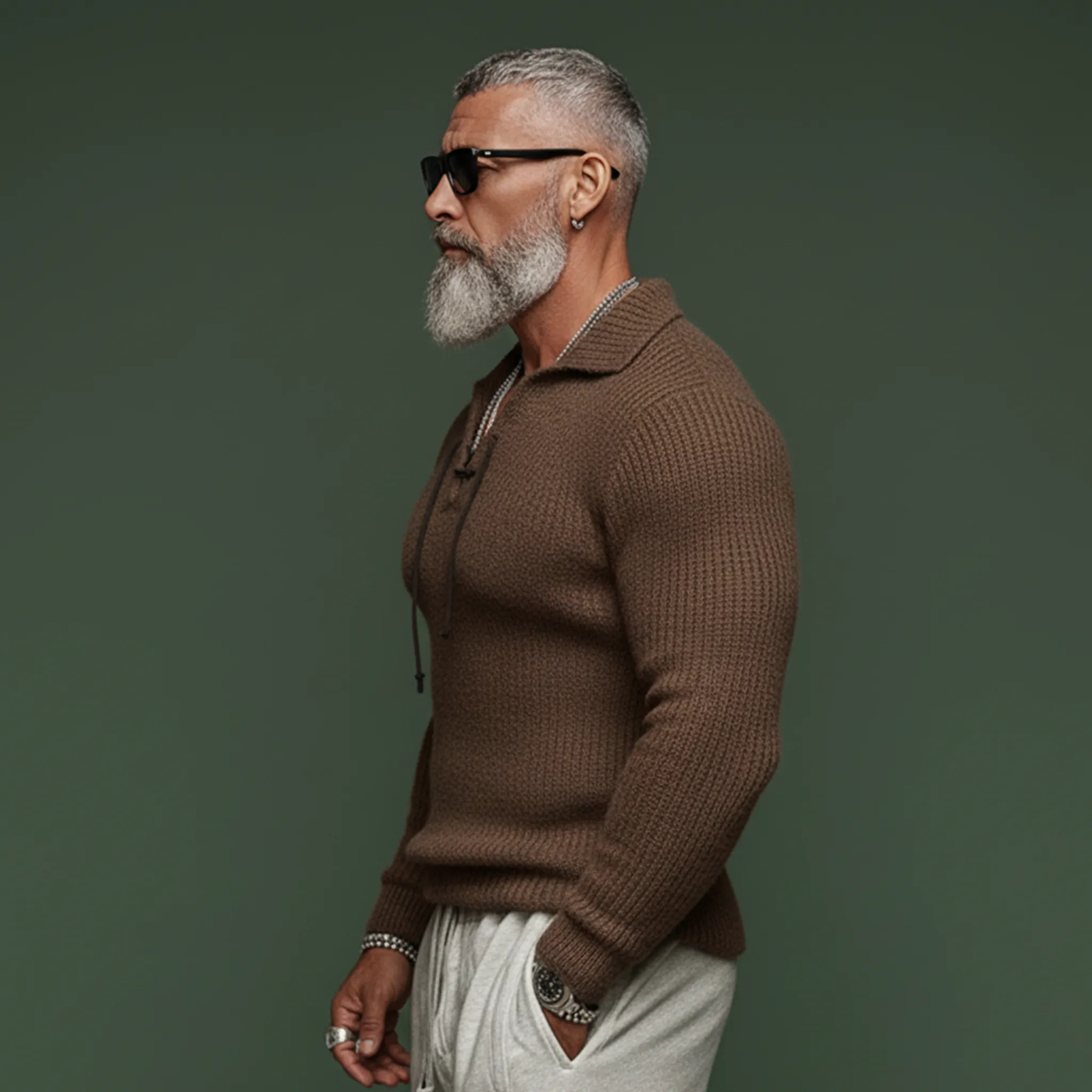 Men's Classic Casual Tie-neck Slim Fit Sweater MTA0436K3K sold by Manly product image thumbnail 3