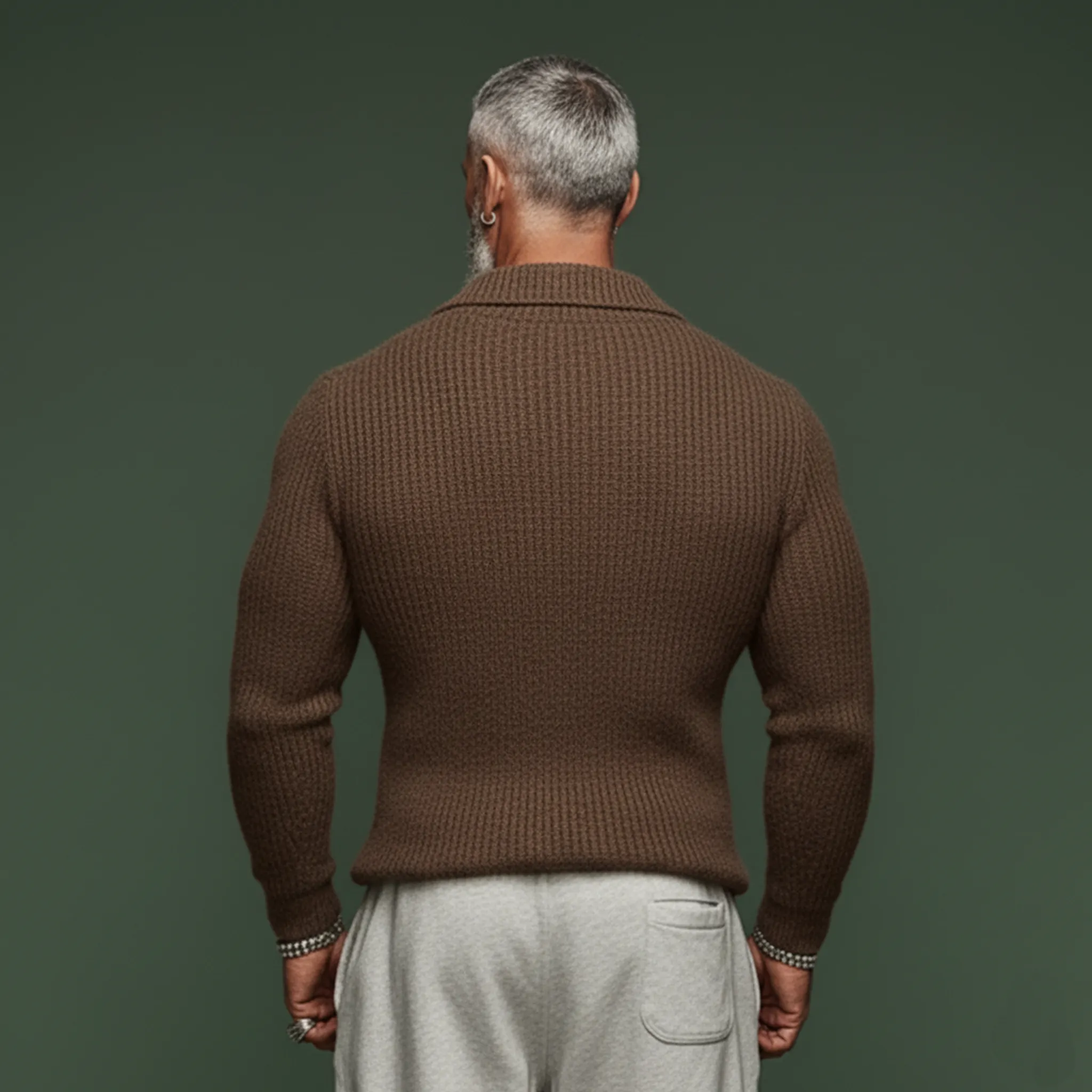 Men's Classic Casual Tie-neck Slim Fit Sweater MTA0436K3K sold by Manly product image thumbnail 4