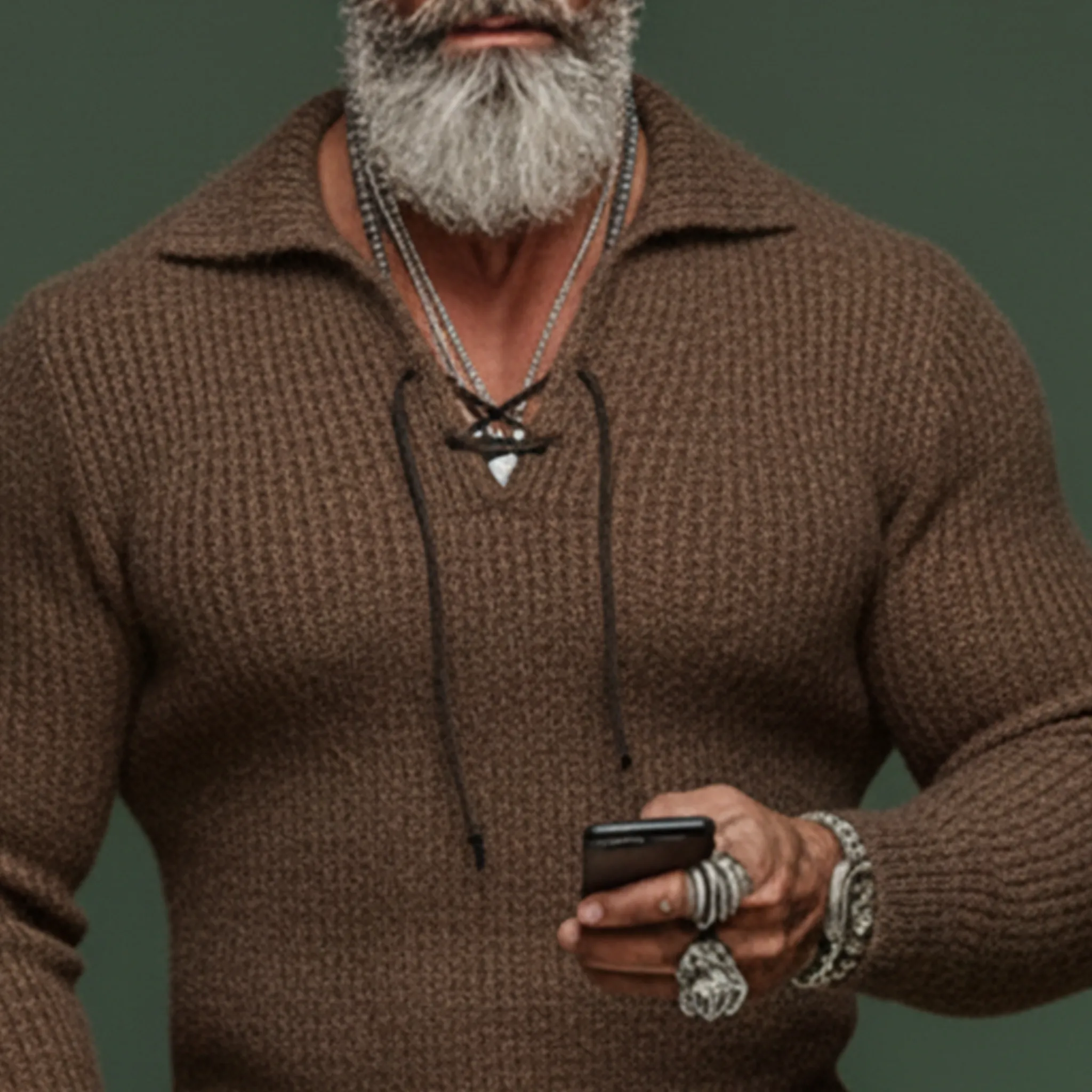 Men's Classic Casual Tie-neck Slim Fit Sweater MTA0436K3K sold by Manly product image thumbnail 5