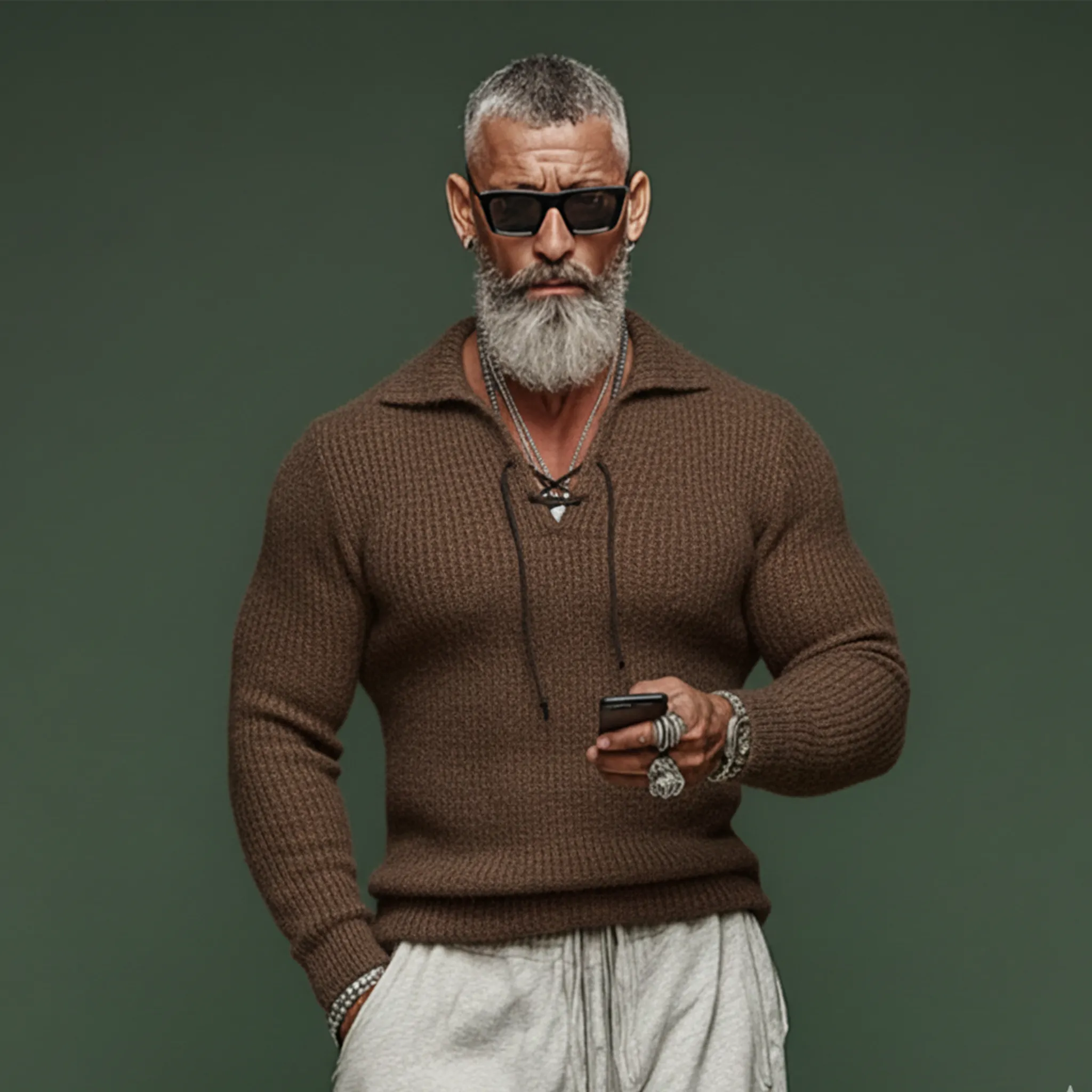 Men's Classic Casual Tie-neck Slim Fit Sweater MTA0436K3K sold by Manly product image thumbnail 2