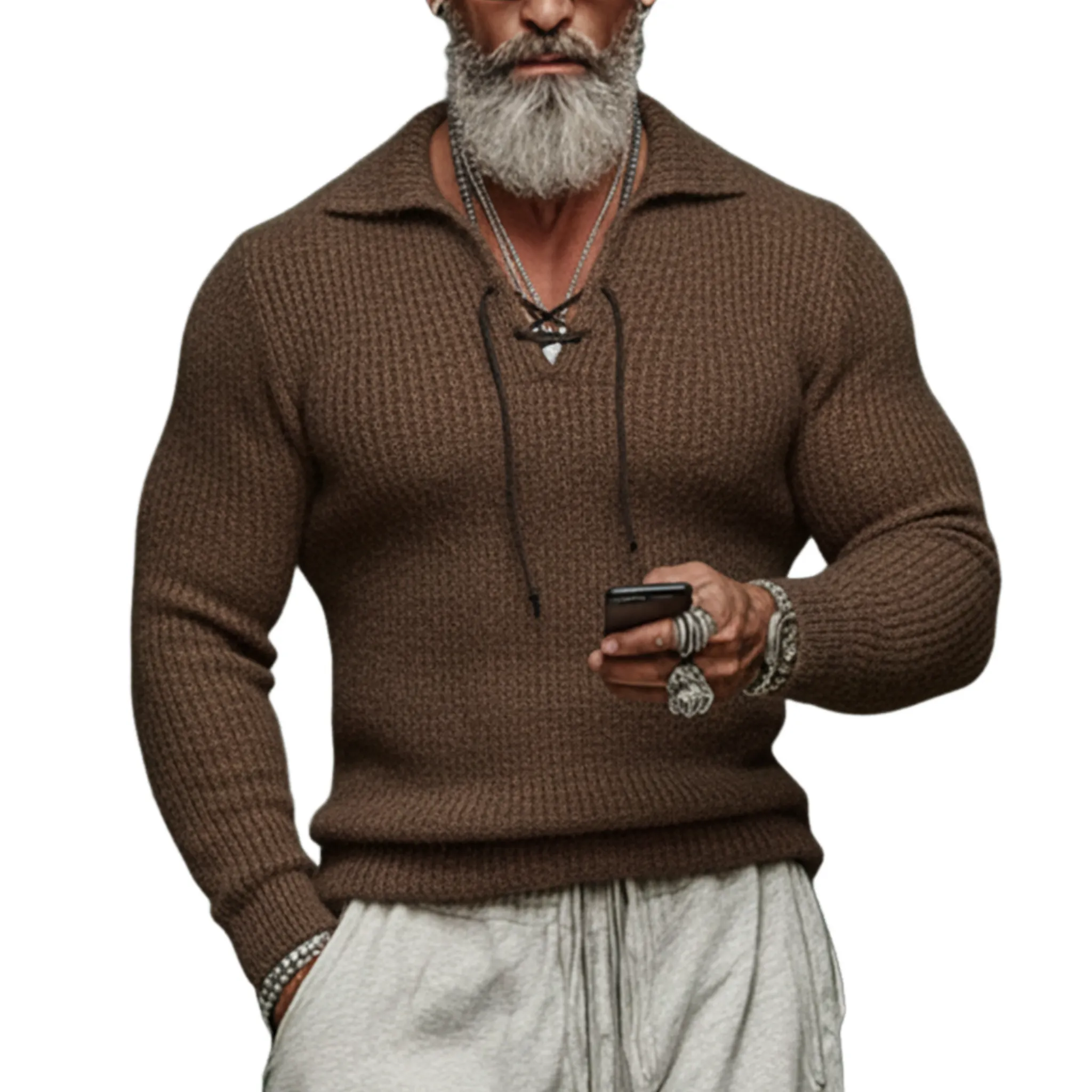 Men's Classic Casual Tie-neck Slim Fit Sweater MTA0436K3K sold by Manly