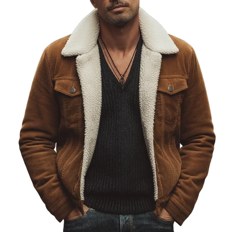 Men's Classic Corduroy Shearling Lined Button-Up Jacket MTA0411K2U sold by Manly
