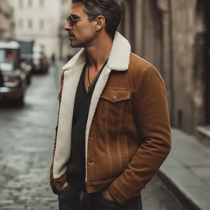 Men's Classic Corduroy Shearling Lined Button-Up Jacket MTA0411K2U sold by Manly product image thumbnail 3