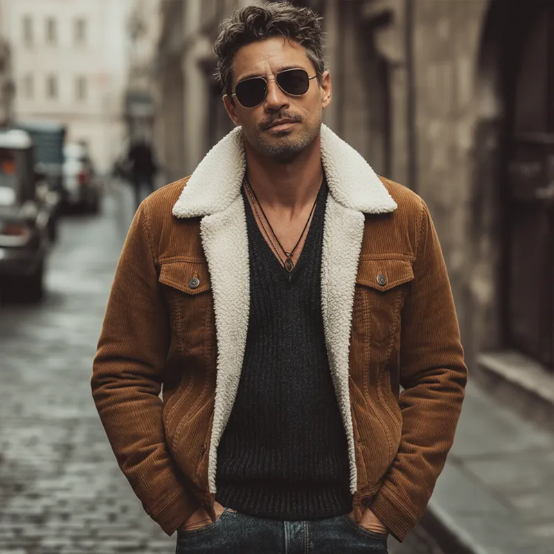 Men's Classic Corduroy Shearling Lined Button-Up Jacket MTA0411K2U sold by Manly product image thumbnail 2